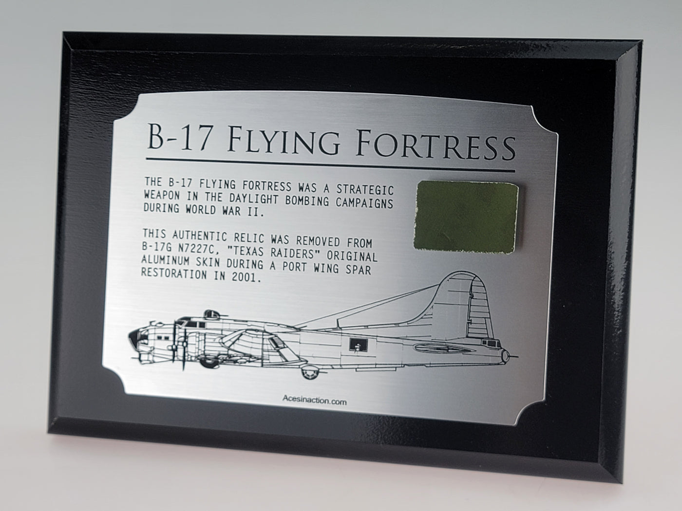 WWII B-17 Flying Fortress Relic Plaque-Historical Display Plaques-Aces In Action: The Workshop of Artist Craig Tinder