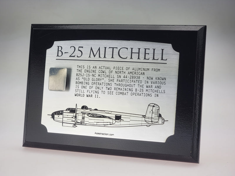 WWII B-25 Mitchell Relic Plaque-Historical Display Plaques-Aces In Action: The Workshop of Artist Craig Tinder