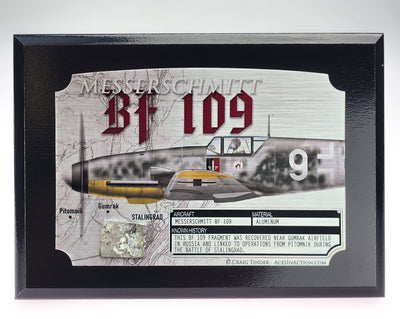 WWII Messerschmitt Bf 109 Relic Plaque - Full Color 5"x7"-Historical Display Plaques-Aces In Action: The Workshop of Artist Craig Tinder