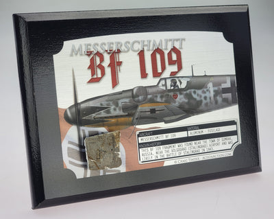 WWII Messerschmitt Bf 109 Relic Plaque - Full Color 5"x7"-Historical Display Plaques-Aces In Action: The Workshop of Artist Craig Tinder