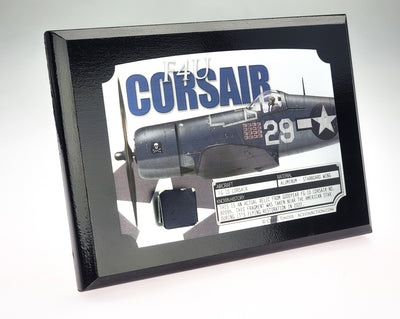 WWII F4U Corsair Relic Plaque - Full Color 5"x7"-Historical Display Plaques-Aces In Action: The Workshop of Artist Craig Tinder