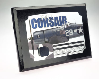 WWII F4U Corsair Relic Plaque - Full Color 5"x7"-Historical Display Plaques-Aces In Action: The Workshop of Artist Craig Tinder