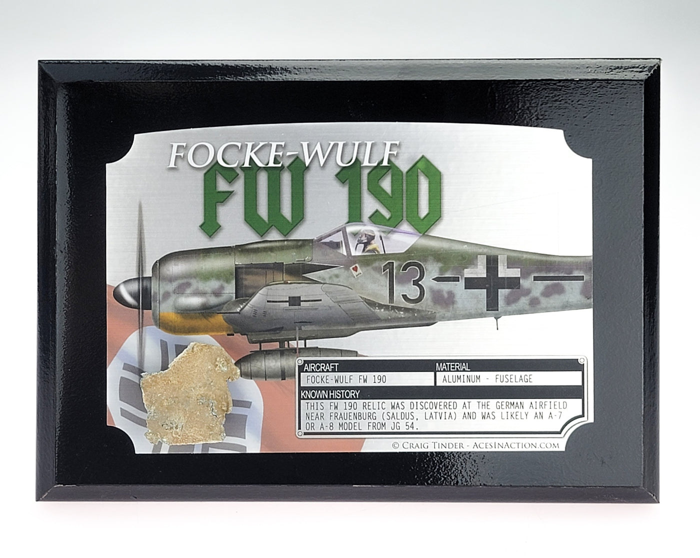 WWII FW 190 Focke-Wulf Relic Plaque - Full Color 5"x7"-Historical Display Plaques-Aces In Action: The Workshop of Artist Craig Tinder