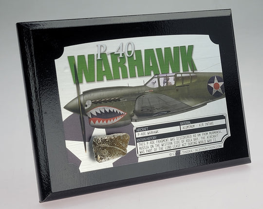 WWII P-40 Warhawk Relic Plaque - Full Color 5"x7"-Historical Display Plaques-Aces In Action: The Workshop of Artist Craig Tinder