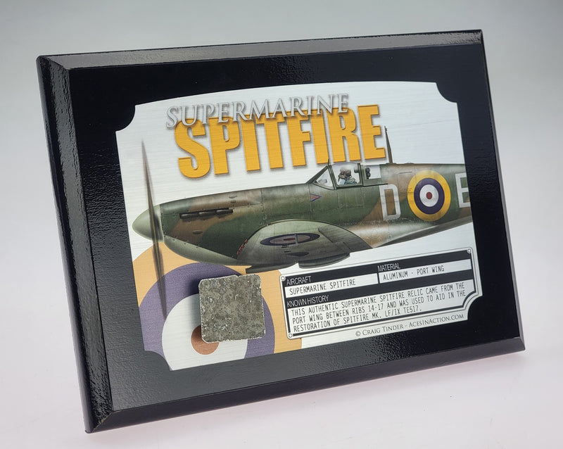 WWII Supermarine Spitfire Relic Plaque - Full Color 5"x7"-Historical Display Plaques-Aces In Action: The Workshop of Artist Craig Tinder