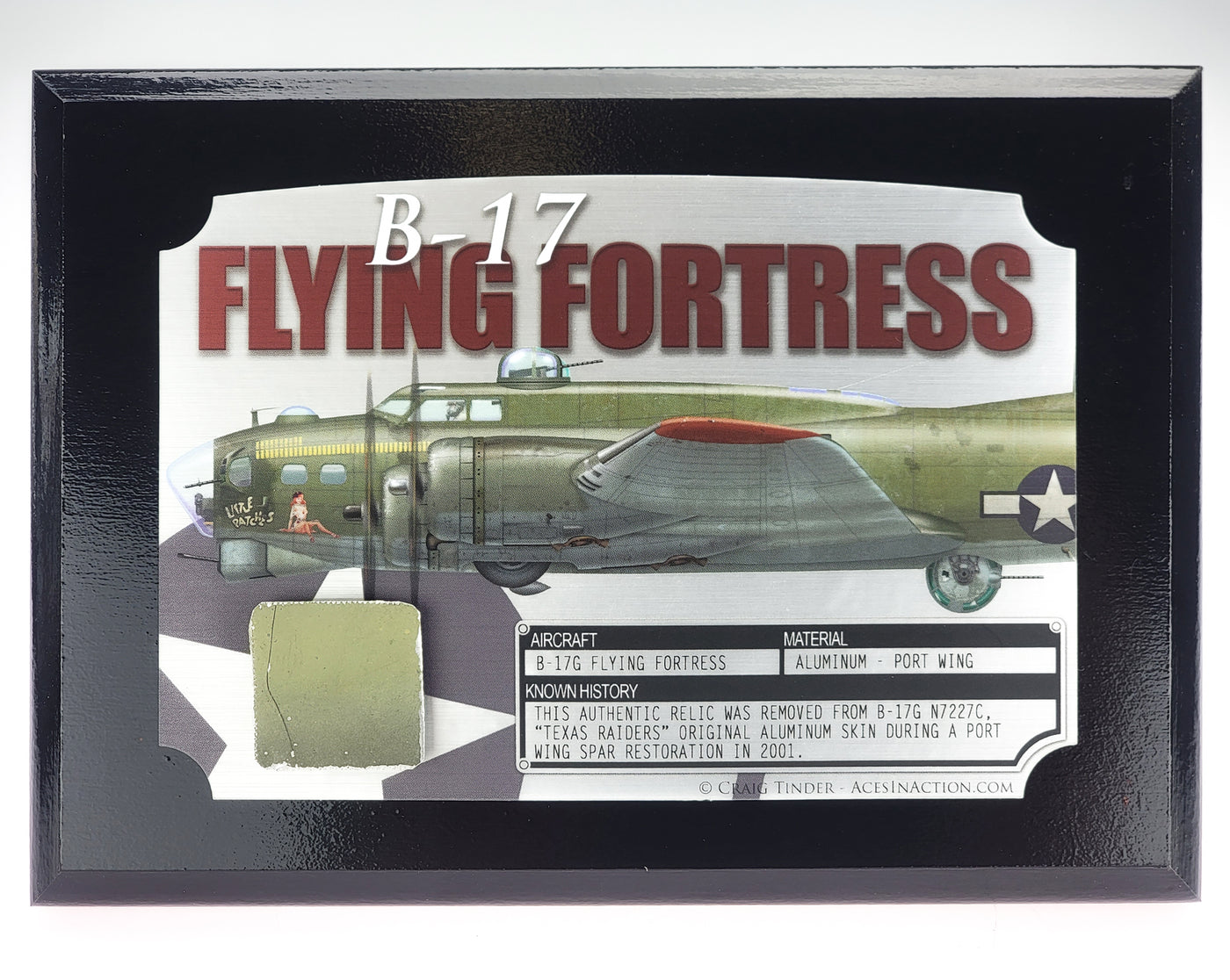 WWII B-17 Flying Fortress Relic Plaque - Full Color 5"x7"-Historical Display Plaques-Aces In Action: The Workshop of Artist Craig Tinder