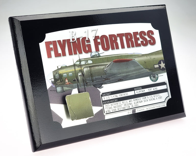 WWII B-17 Flying Fortress Relic Plaque - Full Color 5"x7"-Historical Display Plaques-Aces In Action: The Workshop of Artist Craig Tinder