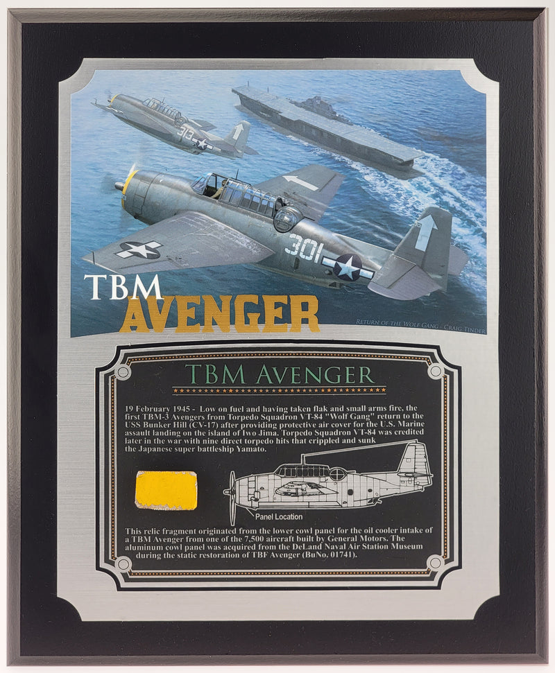 WWII TBM Avenger Relic Plaque - Full Color 8"x10"-Historical Display Plaques-Aces In Action: The Workshop of Artist Craig Tinder