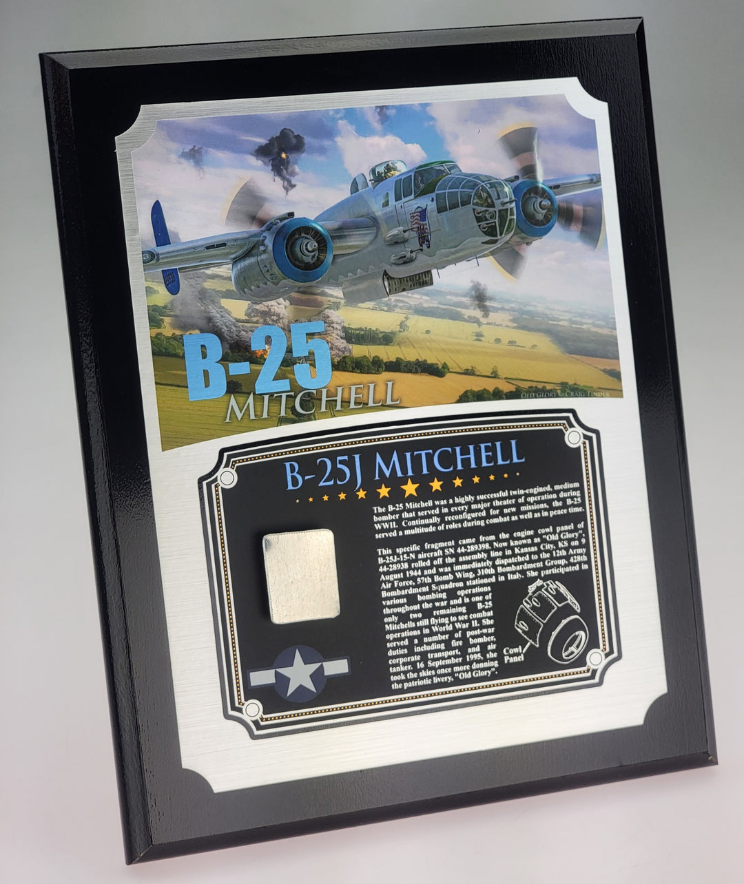 WWII B-25 Mitchell Relic Plaque - Full Color 8"x10"-Historical Display Plaques-Aces In Action: The Workshop of Artist Craig Tinder