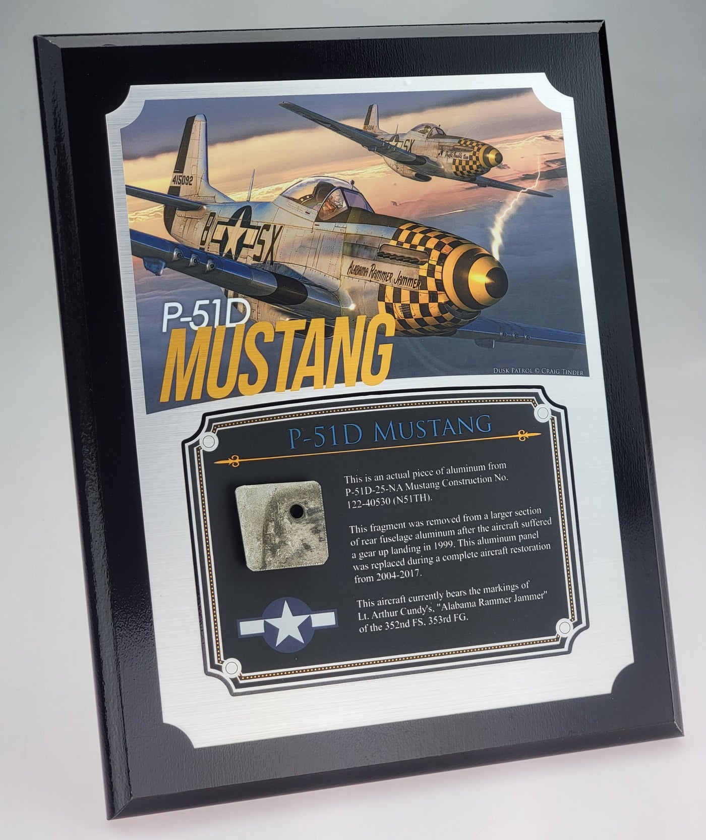 WWII P-51D Mustang Relic Plaque - Full Color 8"x10"-Historical Display Plaques-Aces In Action: The Workshop of Artist Craig Tinder