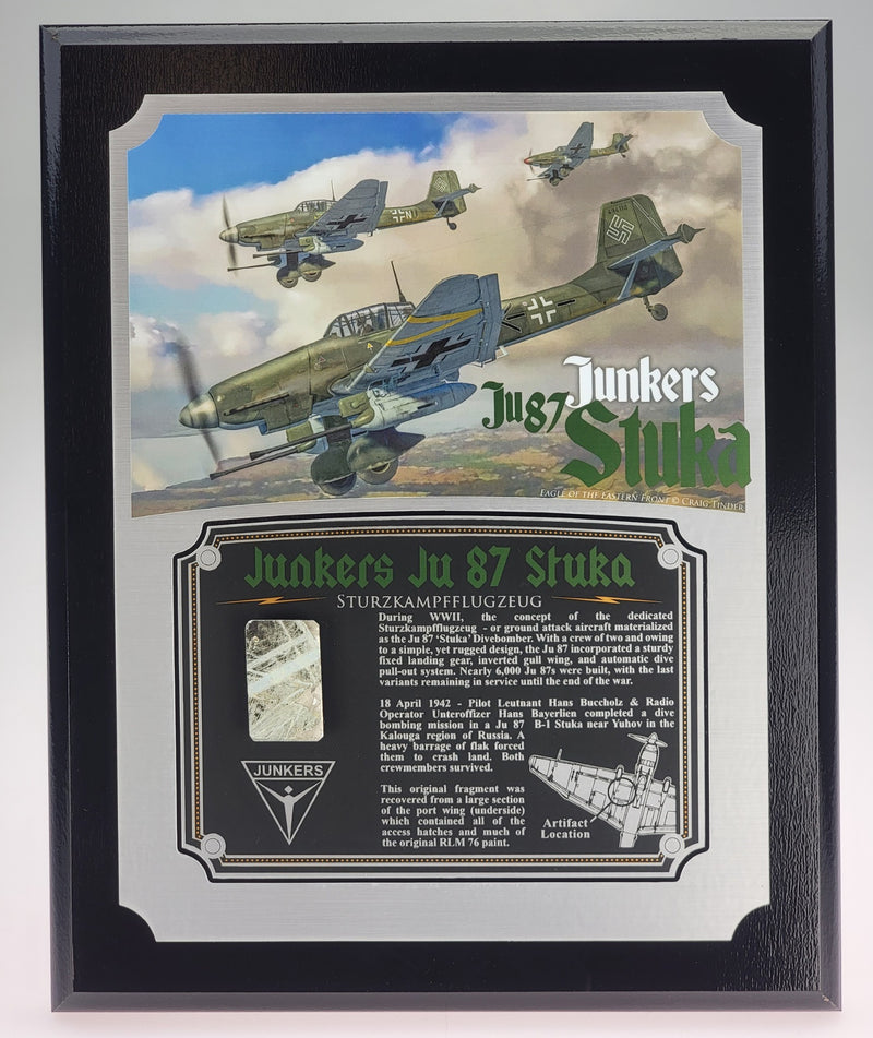 WWII Junkers Ju 87 Stuka Relic Plaque - Full Color 8"x10"-Historical Display Plaques-Aces In Action: The Workshop of Artist Craig Tinder
