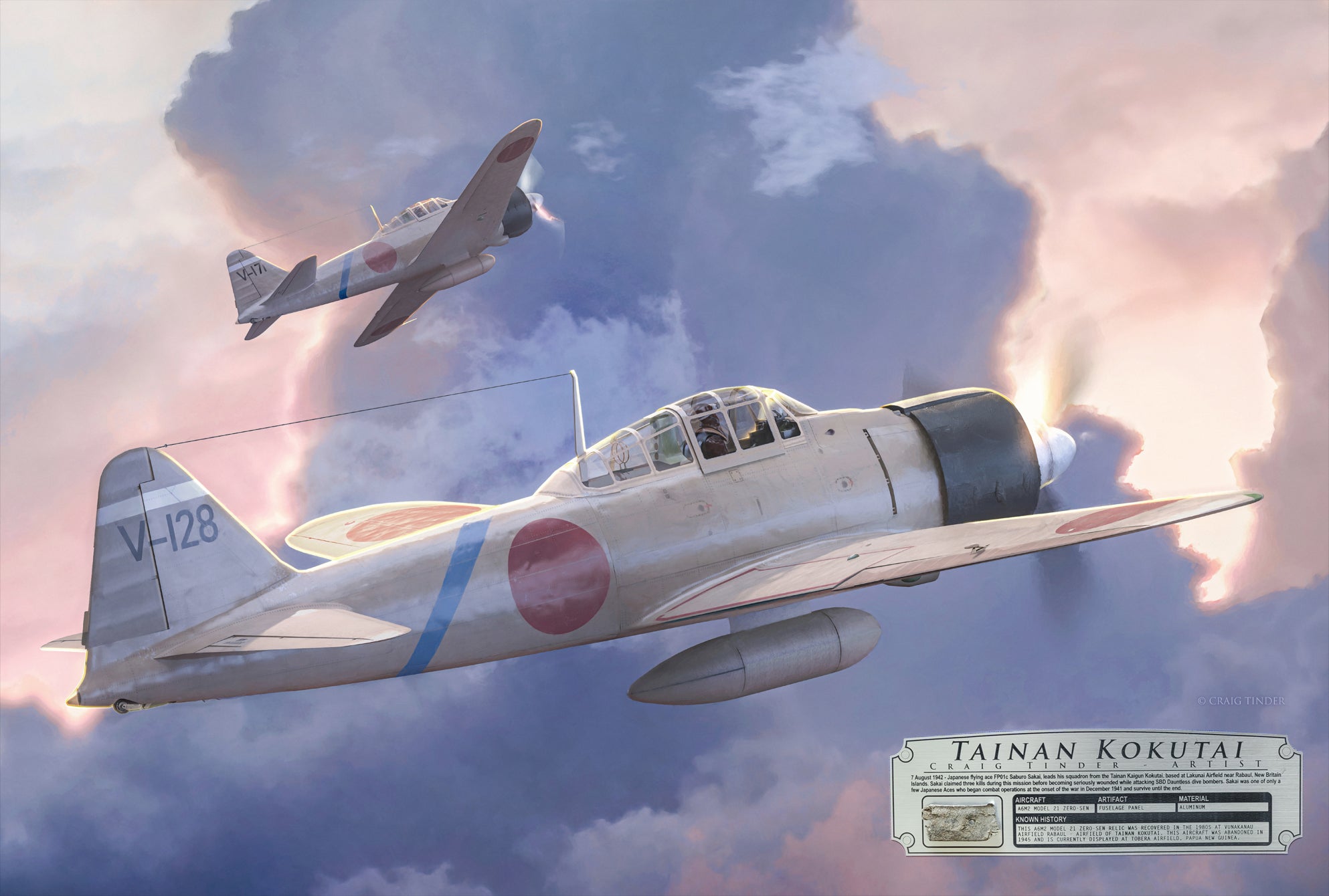 Tainan Kokutai - A6M2 Zero Aviation Art-Art Print-Aces In Action: The Workshop of Artist Craig Tinder