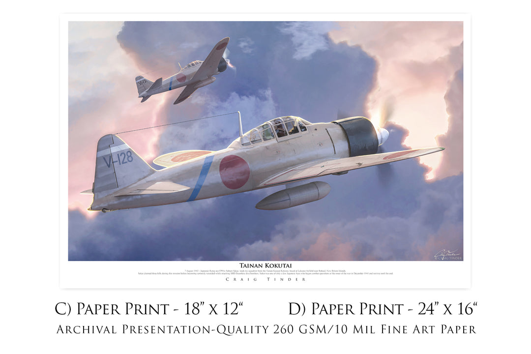 Tainan Kokutai - A6M2 Zero Aviation Art-Art Print-Aces In Action: The Workshop of Artist Craig Tinder