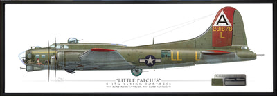 B-17G Flying Fortress - Little Patches - Framed Panoramic Aviation Art Print - Profile-Art Print-Aces In Action: The Workshop of Artist Craig Tinder