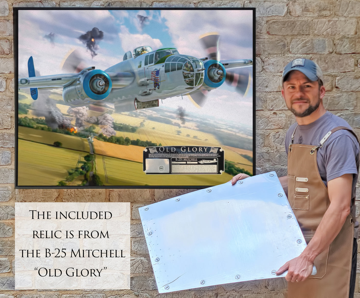 Old Glory - B-25 Mitchell Aviation Art-Art Print-Aces In Action: The Workshop of Artist Craig Tinder