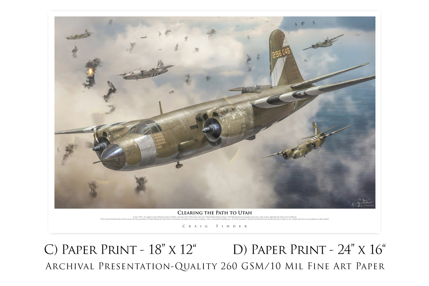 Clearing the Path to Utah - B-26 Marauder Aviation Art-Art Print-Aces In Action: The Workshop of Artist Craig Tinder