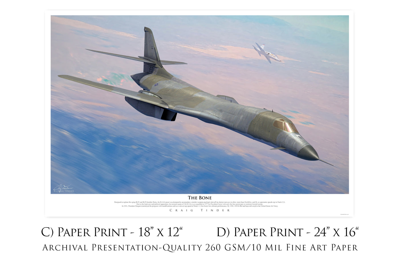 The Bone - B-1A Lancer Aviation Art-Art Print-Aces In Action: The Workshop of Artist Craig Tinder