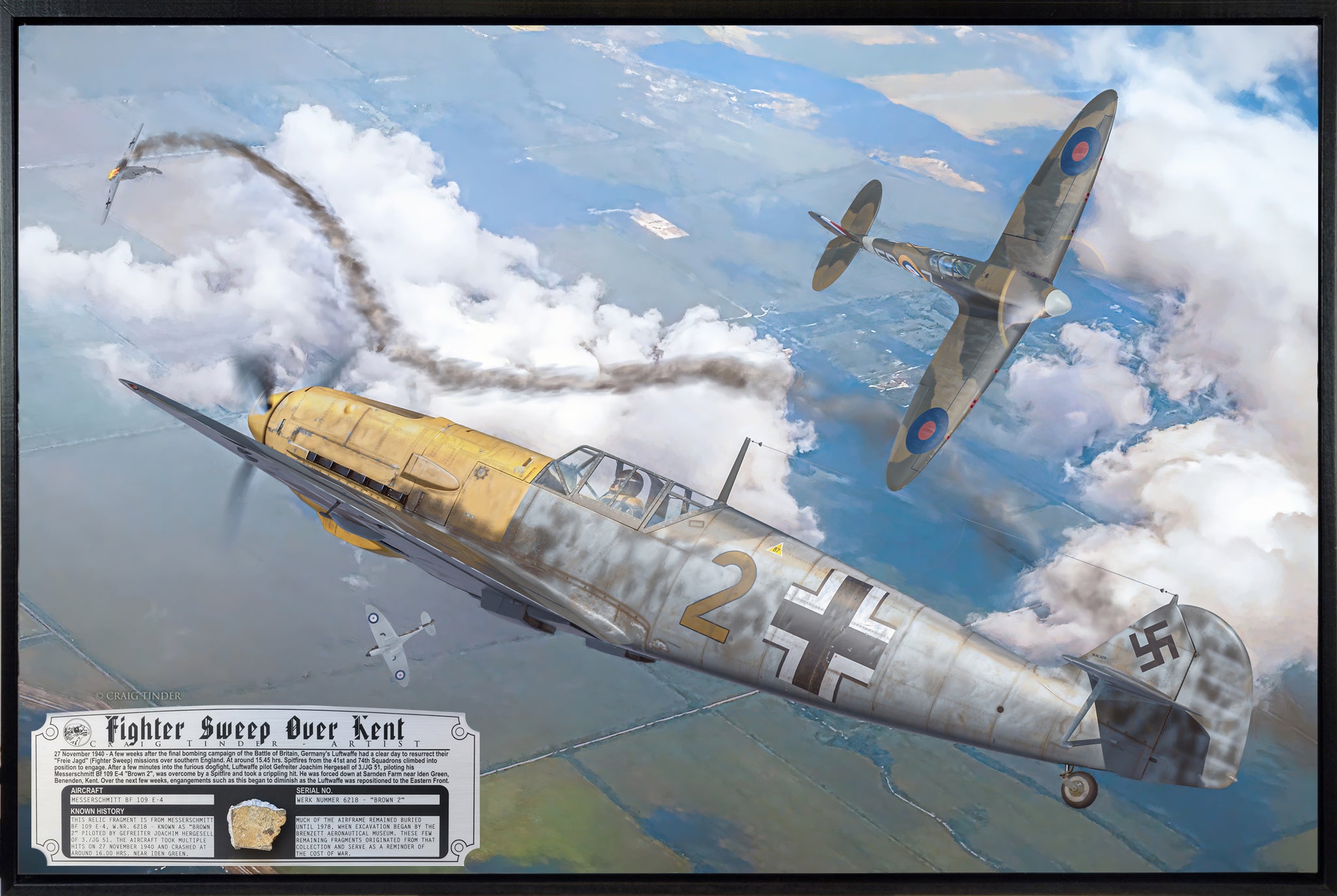 Fighter Sweep Over Kent - Messerschmitt Bf 109 E-4 Aviation Art-Art Print-Aces In Action: The Workshop of Artist Craig Tinder