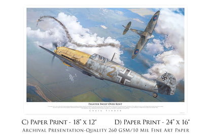 Fighter Sweep Over Kent - Messerschmitt Bf 109 E-4 Aviation Art-Art Print-Aces In Action: The Workshop of Artist Craig Tinder