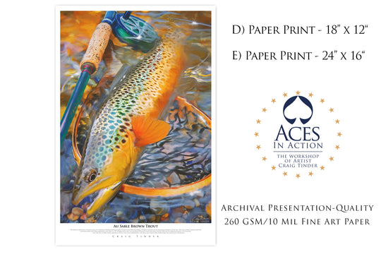 Au Sable River Brown Trout - Framed Canvas Shadowbox Art-Art Print-Aces In Action: The Workshop of Artist Craig Tinder