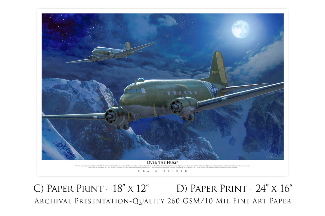 Over the Hump - C-47 Skytrain Aviation Art-Art Print-Aces In Action: The Workshop of Artist Craig Tinder