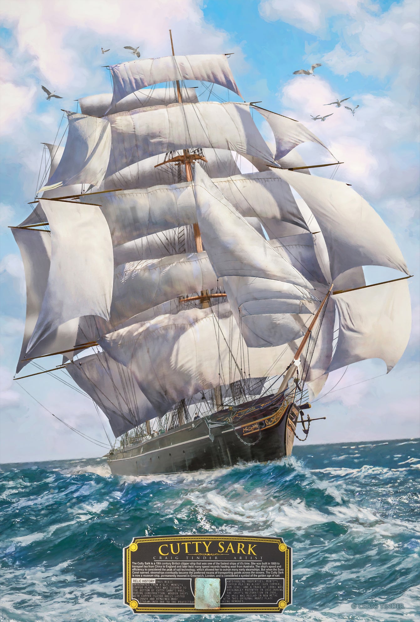 Cutty Sark - Clipper Ship Maritime Art-Art Print-Aces In Action: The Workshop of Artist Craig Tinder