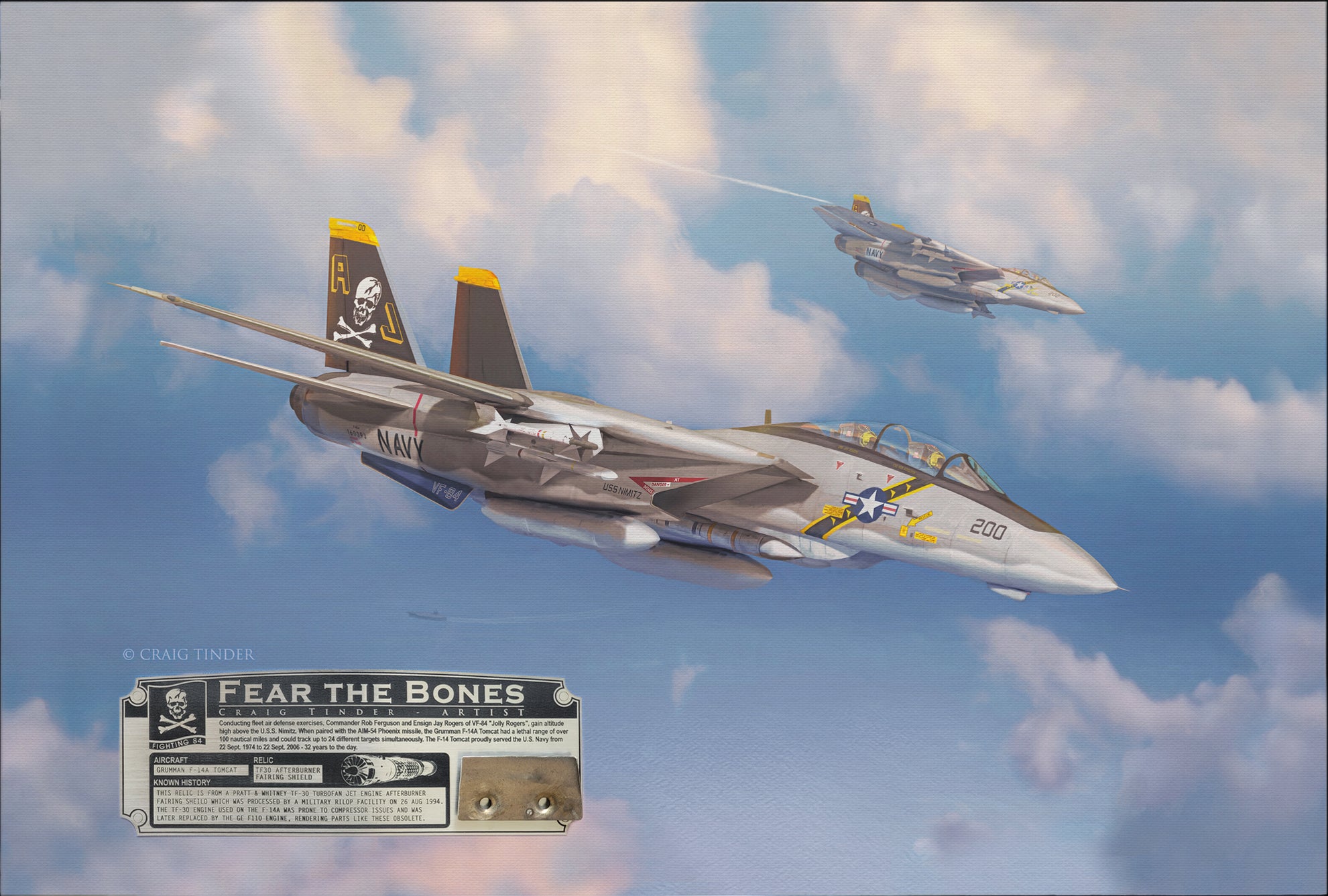 Fear the Bones - F-14A Tomcat Aviation Art-Art Print-Aces In Action: The Workshop of Artist Craig Tinder