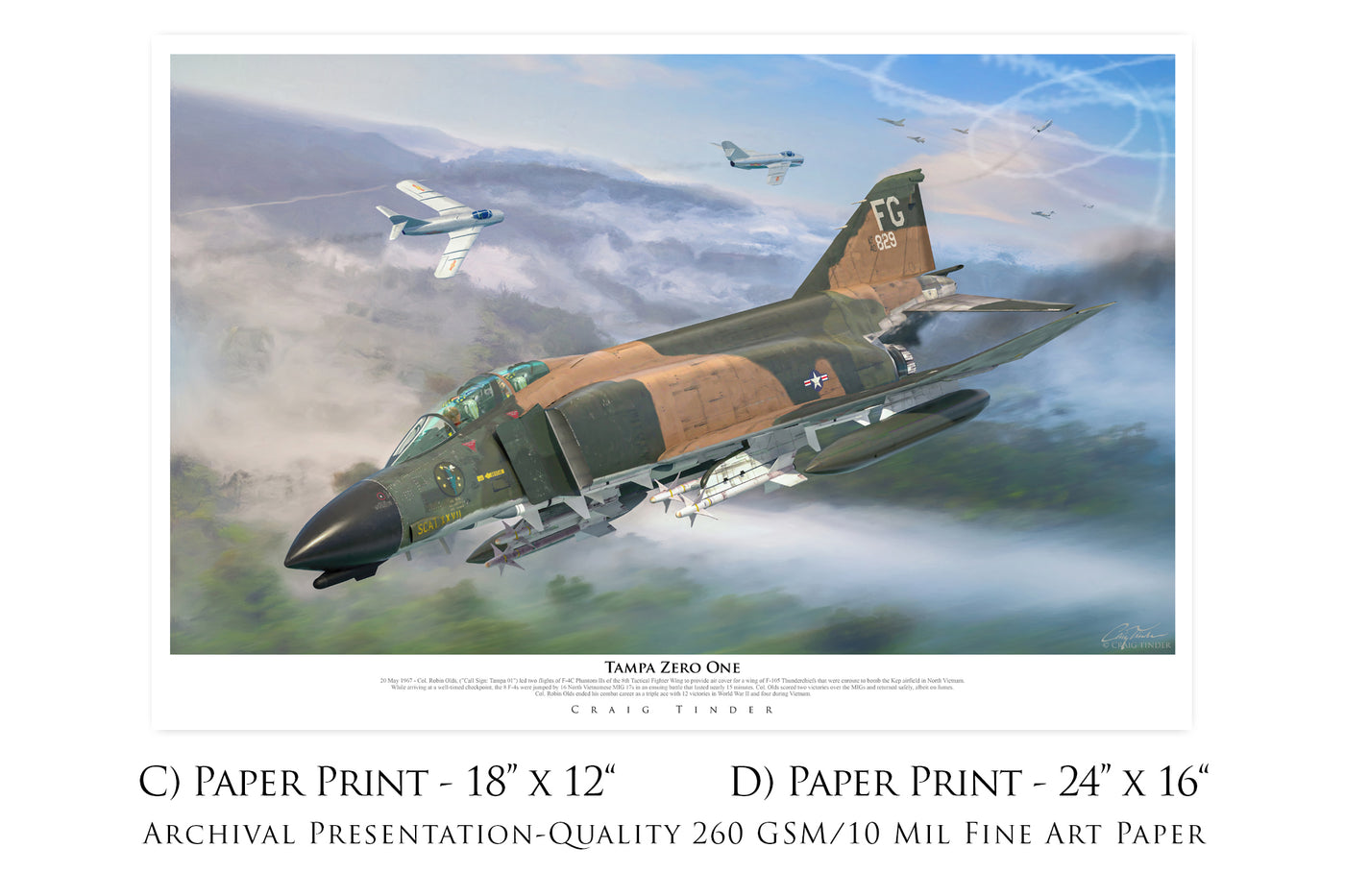 Tampa Zero One - F-4 Phantom II Aviation Art-Art Print-Aces In Action: The Workshop of Artist Craig Tinder