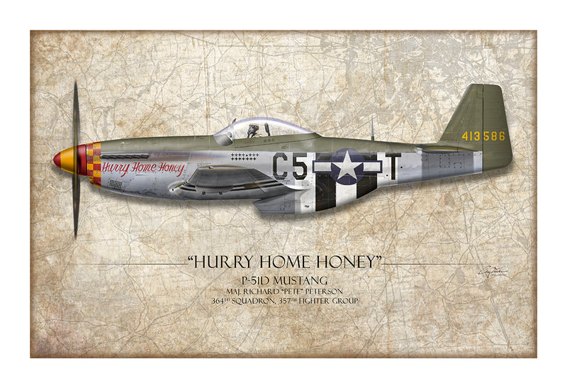 Hurry Home Honey Map Art Print - Profile-Art Print-Aces In Action: The Workshop of Artist Craig Tinder