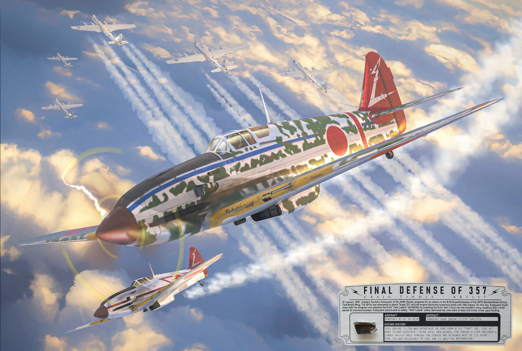 Final Defense of 357 - Ki-61 Hein 'Tony' Aviation Art-Art Print-Aces In Action: The Workshop of Artist Craig Tinder