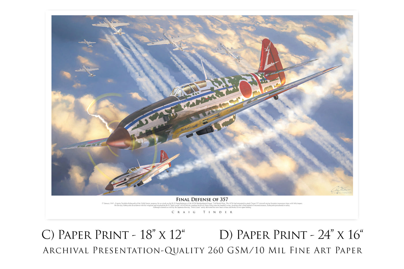 Final Defense of 357 - Ki-61 Hein 'Tony' Aviation Art-Art Print-Aces In Action: The Workshop of Artist Craig Tinder