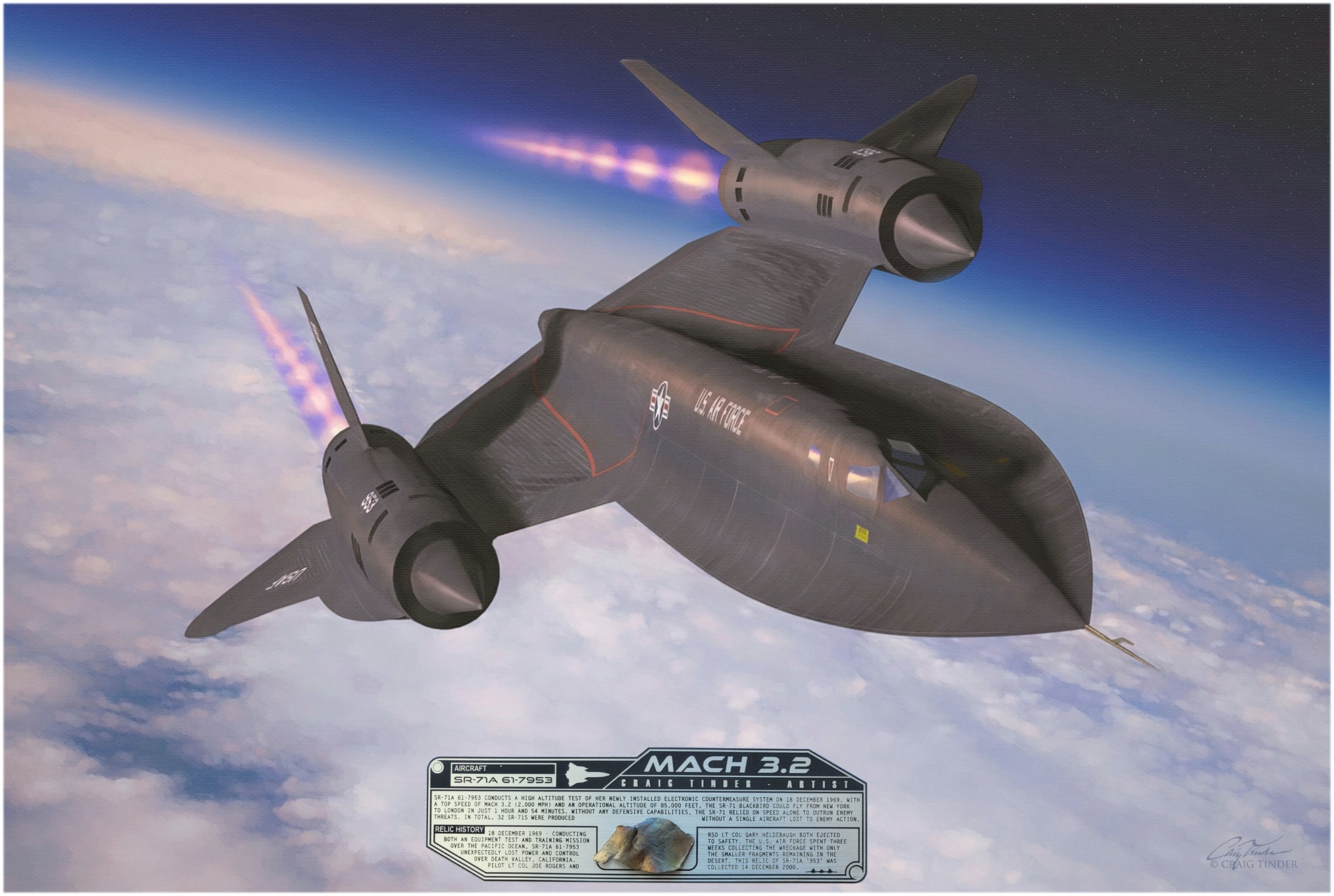 Mach 3.2 - SR-71A Blackbird Aviation Art-Art Print-Aces In Action: The Workshop of Artist Craig Tinder