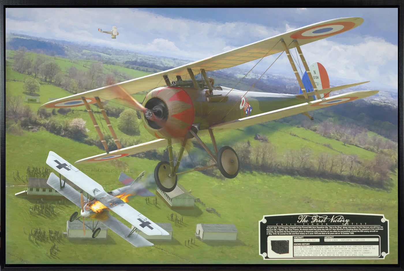 The First Victory - WWI Nieuport 28c.1 Aviation Art-Art Print-Aces In Action: The Workshop of Artist Craig Tinder