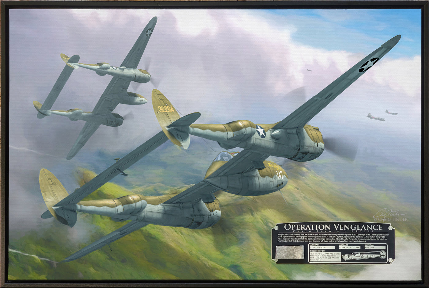 Operation Vengeance - P-38 Lightning Aviation Art-Art Print-Aces In Action: The Workshop of Artist Craig Tinder
