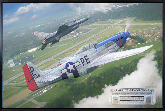 American Evolution - P-51 & F-16 Aviation Art-Art Print-Aces In Action: The Workshop of Artist Craig Tinder