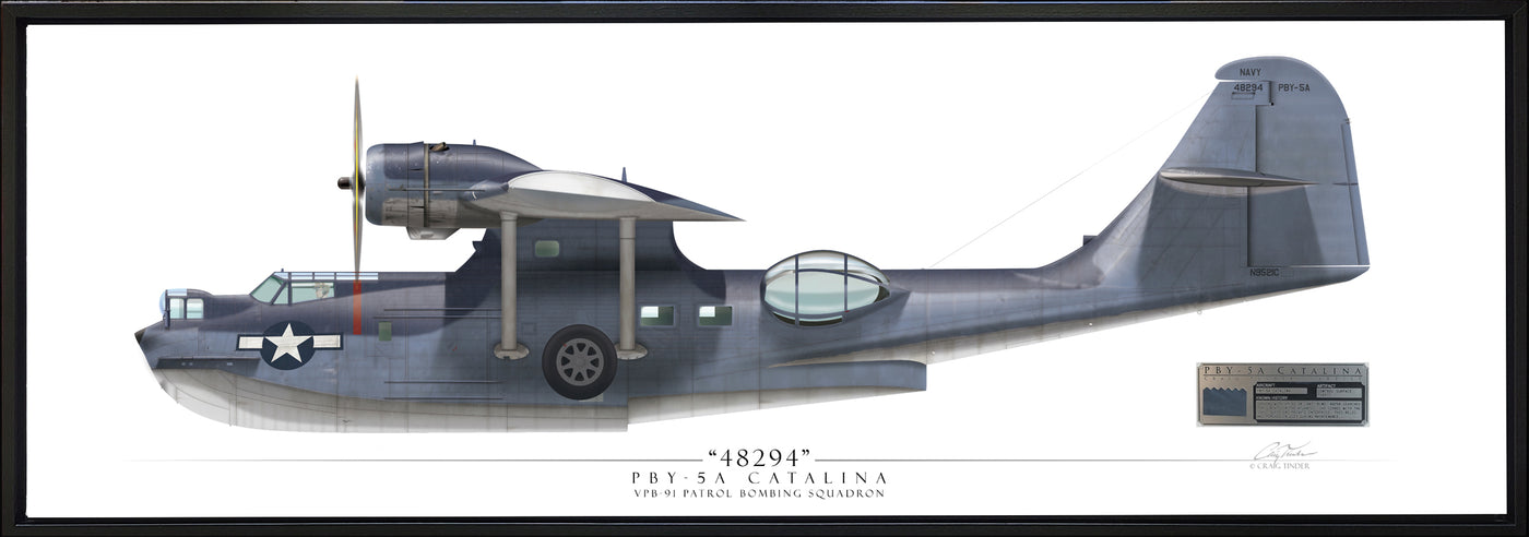 Pby Drawing PBY-5A Catalina - Framed Panoramic Aviation Art Print - Profile – Aces ...