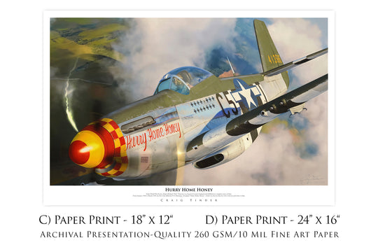 Hurry Home Honey - P-51D Aviation Art-Art Print-Aces In Action: The Workshop of Artist Craig Tinder