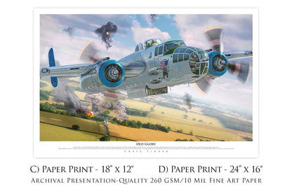 Old Glory - B-25 Mitchell Aviation Art-Art Print-Aces In Action: The Workshop of Artist Craig Tinder