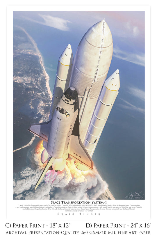 Space Transportation System-1 - Space Shuttle Columbia Space Art-Art Print-Aces In Action: The Workshop of Artist Craig Tinder