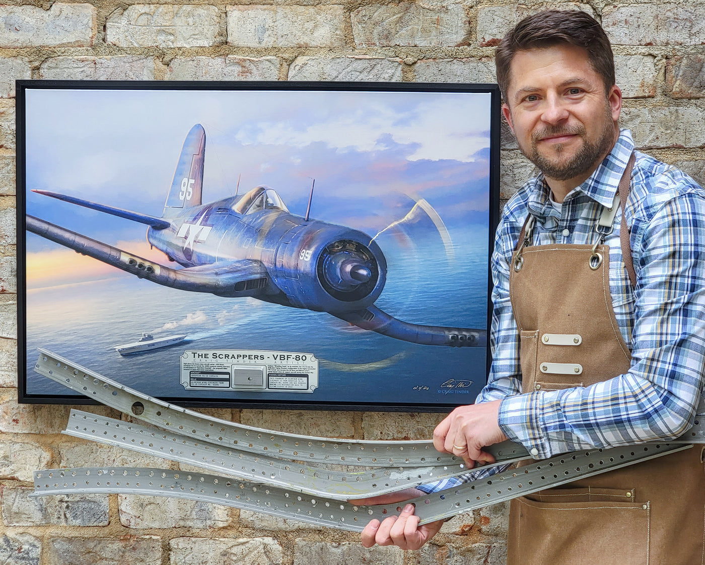 The Scrappers VBF-80 - FG-1D Corsair Aviation Art-Art Print-Aces In Action: The Workshop of Artist Craig Tinder