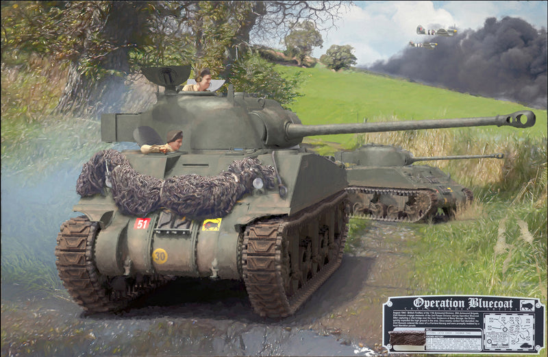 Operation Bluecoat - Sherman Tank Military Art-Art Print-Aces In Action: The Workshop of Artist Craig Tinder