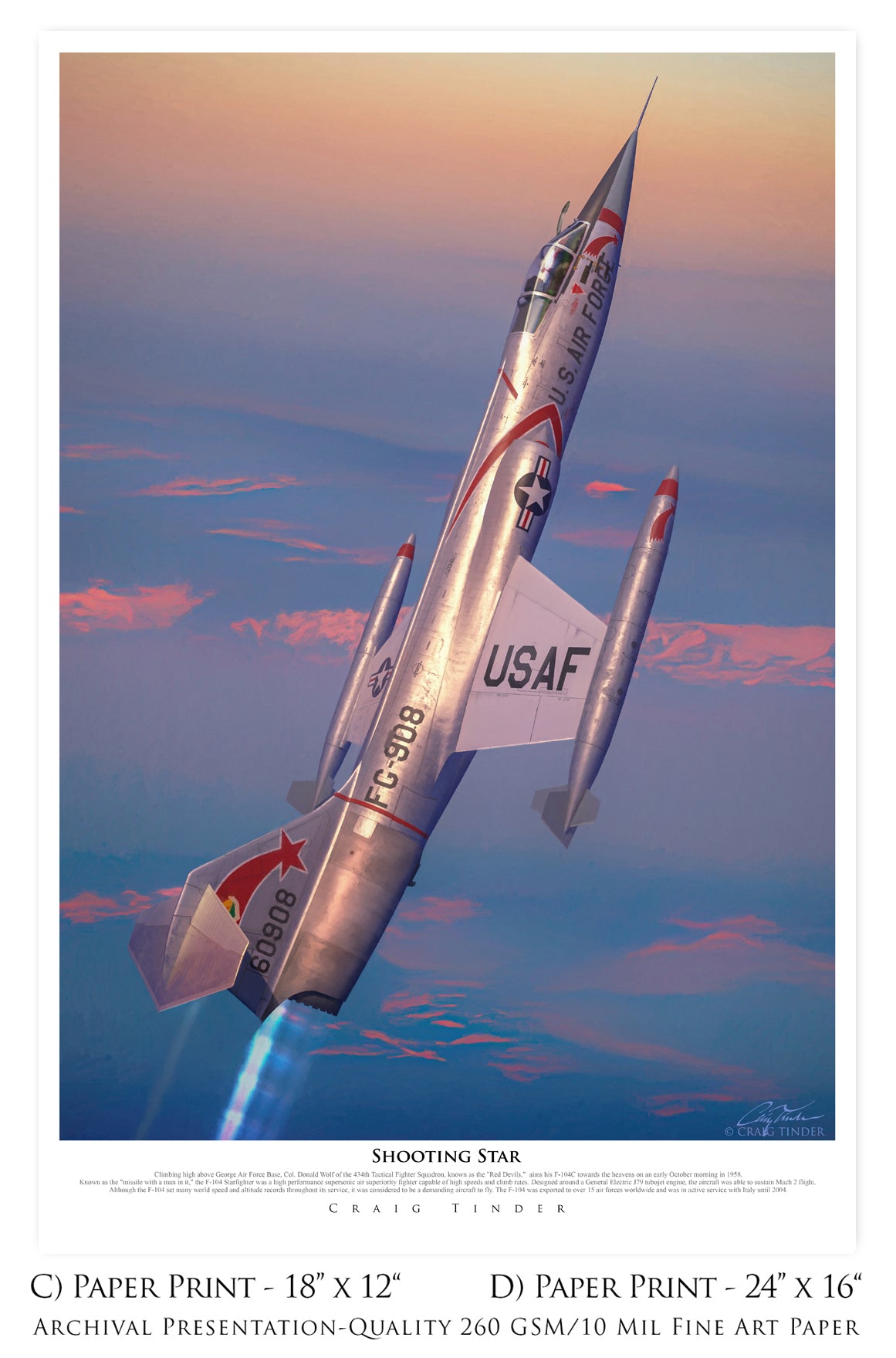 Shooting Star - F-104 Starfighter Aviation Art-Art Print-Aces In Action: The Workshop of Artist Craig Tinder