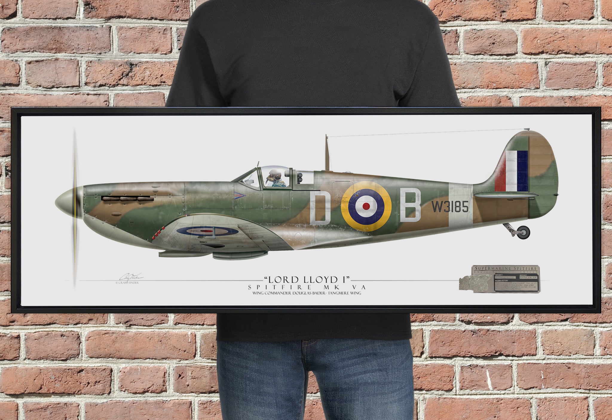 Spitfire MkVB - Douglas Bader - Framed Aviation Art Print - Profile-Art Print-Aces In Action: The Workshop of Artist Craig Tinder