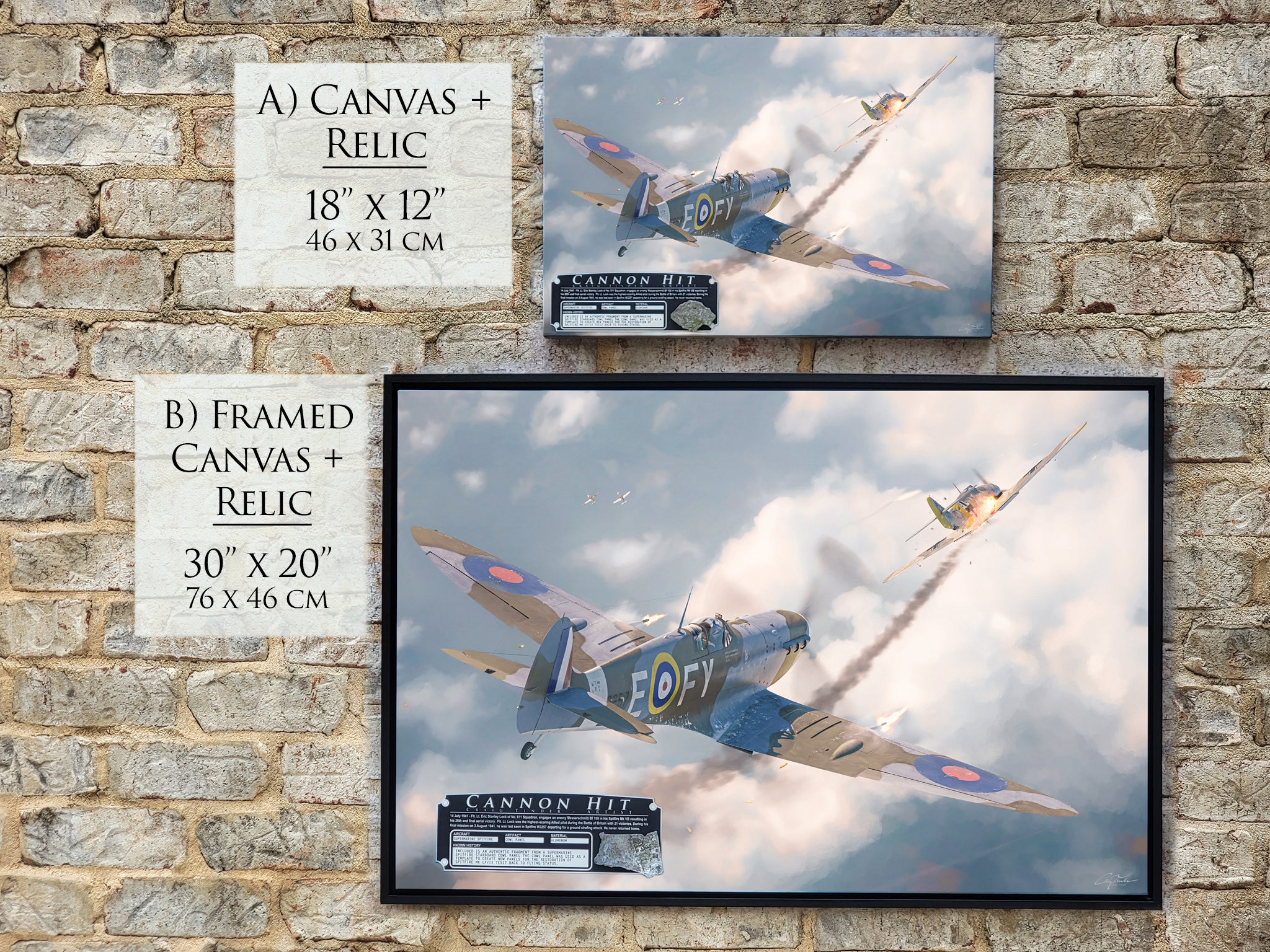 Cannon Hit Spitfire - Spitfire Aviation Art-Art Print-Aces In Action: The Workshop of Artist Craig Tinder