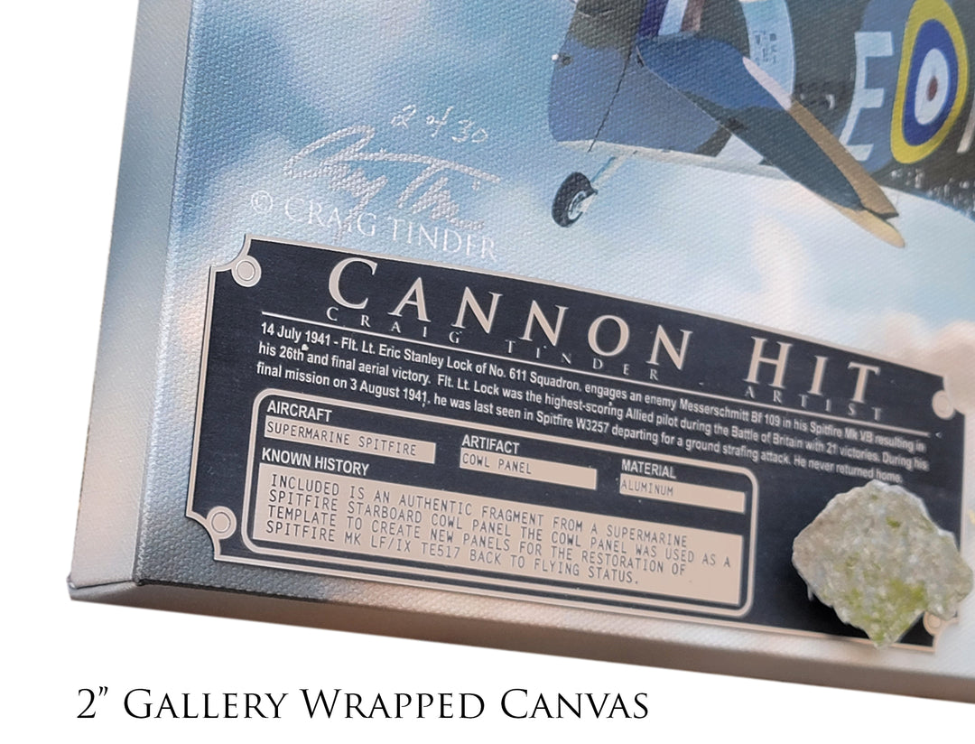 Cannon Hit Spitfire - Spitfire Aviation Art-Art Print-Aces In Action: The Workshop of Artist Craig Tinder