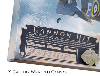 Cannon Hit Spitfire - Spitfire Aviation Art-Art Print-Aces In Action: The Workshop of Artist Craig Tinder