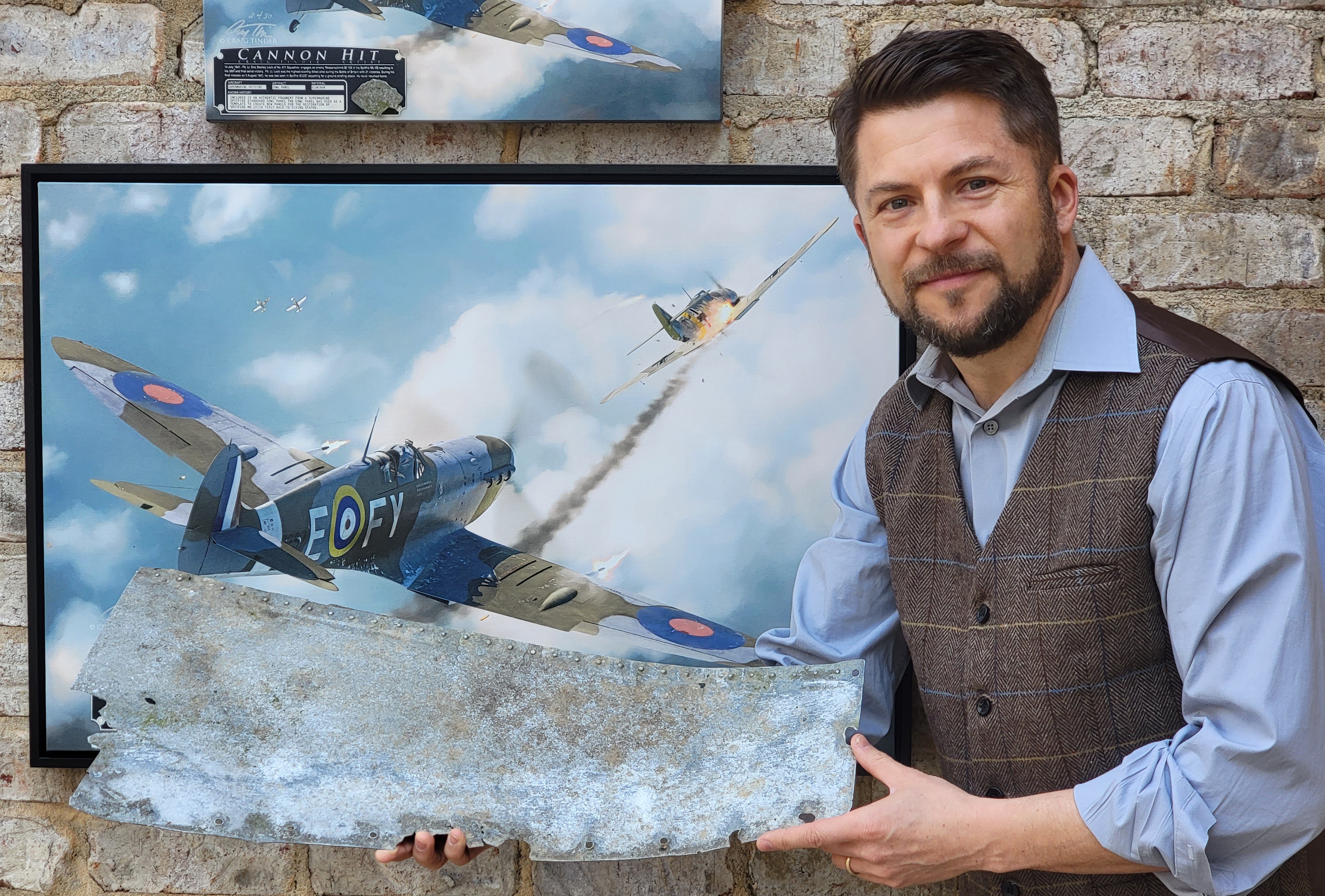 Cannon Hit Spitfire - Spitfire Aviation Art-Art Print-Aces In Action: The Workshop of Artist Craig Tinder