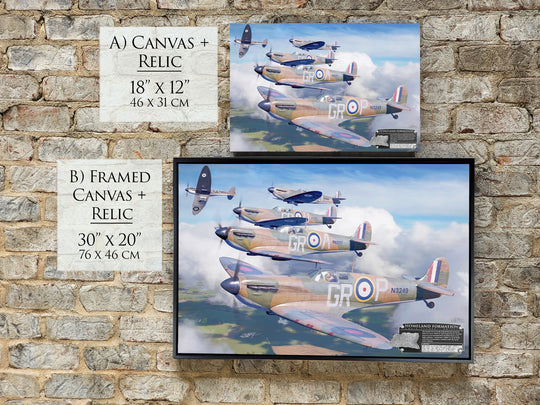 Homeland Formation - Supermarine Spitfire Aviation Art-Art Print-Aces In Action: The Workshop of Artist Craig Tinder