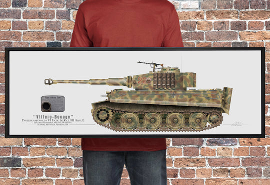 Tiger I Heavy Tank - Michael Wittmann - Framed Panoramic Art Print - Profile-Art Print-Aces In Action: The Workshop of Artist Craig Tinder