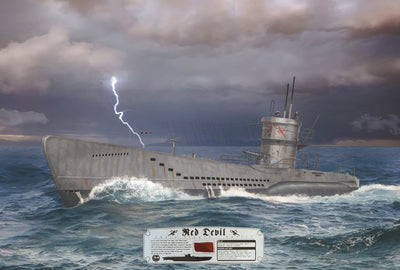 Red Devil - Type VIIC U-Boat Nautical Art-Art Print-Aces In Action: The Workshop of Artist Craig Tinder